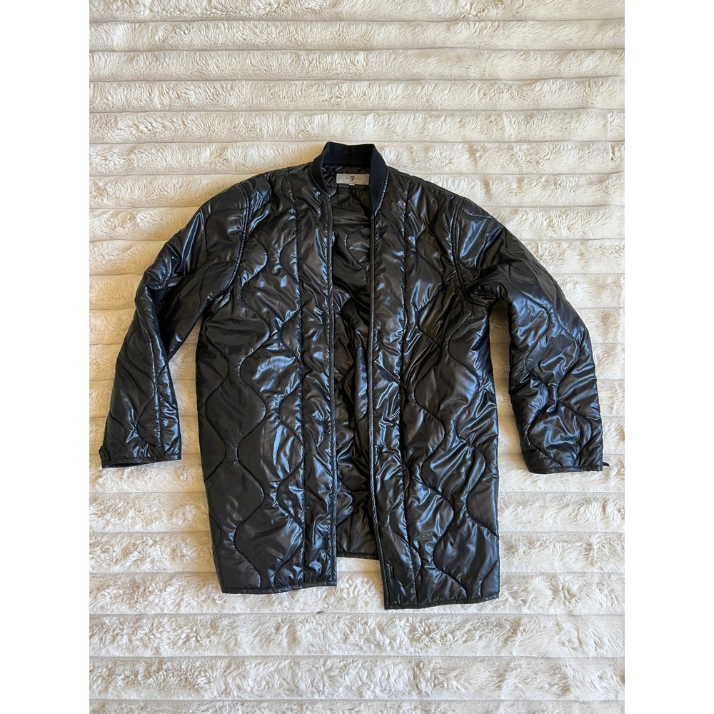 7 For All Mankind Mens XL Black Quilted Liner Jacket Onion Quilt Ripstop Coat